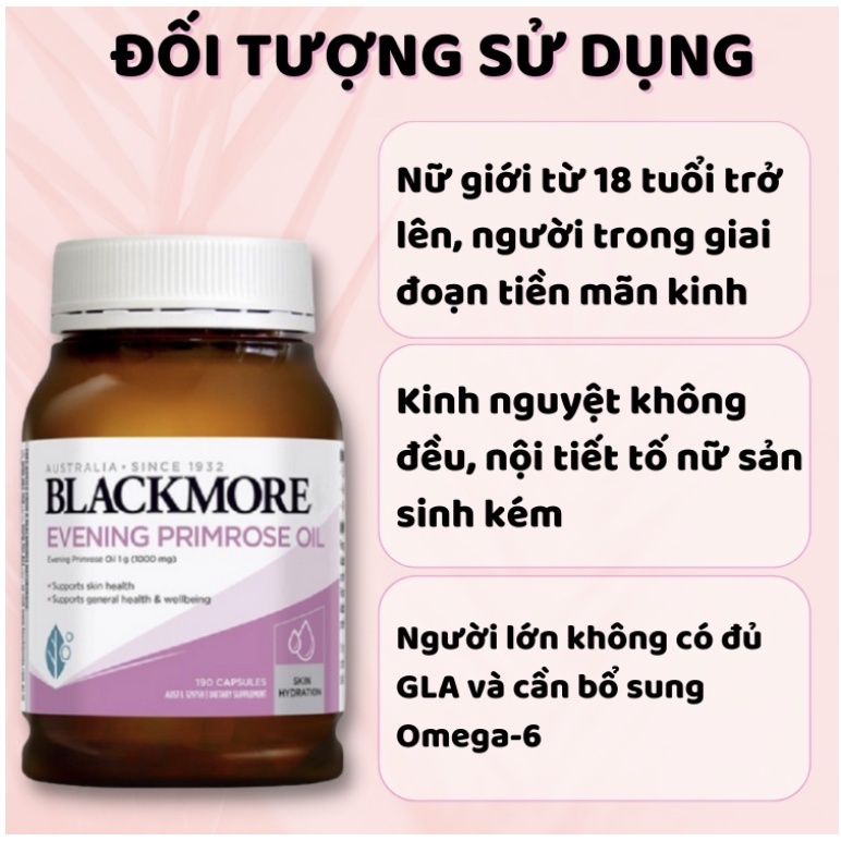 Tinh Dầu Hoa Anh Thảo Blackmore Evening Primrose Oil 1000 Đẹp Da, Cân Bằng Nội Tiết Tố Lọ 190Viên