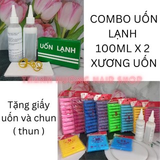 Combo thuốc uốn xoăn lạnh và trục uốn xoăn chai chiết 100ml x2