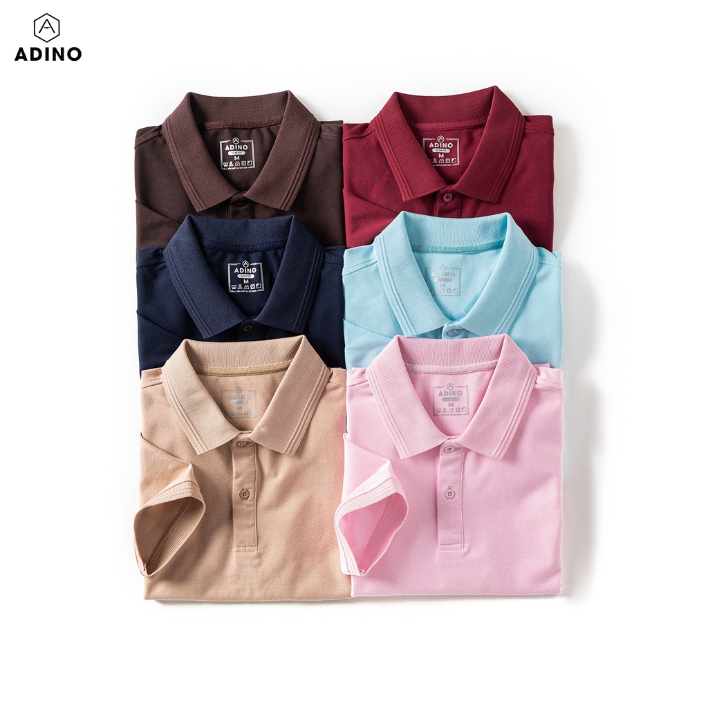 Áo thun có cổ nữ màu đỏ đô phối viền chìm ADINO vải cotton polyester mềm dáng slimfit công sở hơi ôm trẻ trung APN03