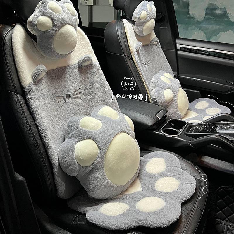 Đệm Lót Ghế Ngồi Xe Hơi Hình Bàn Chân Mèo Bằng Nhung Form Chung Cho Các Dòng Xe