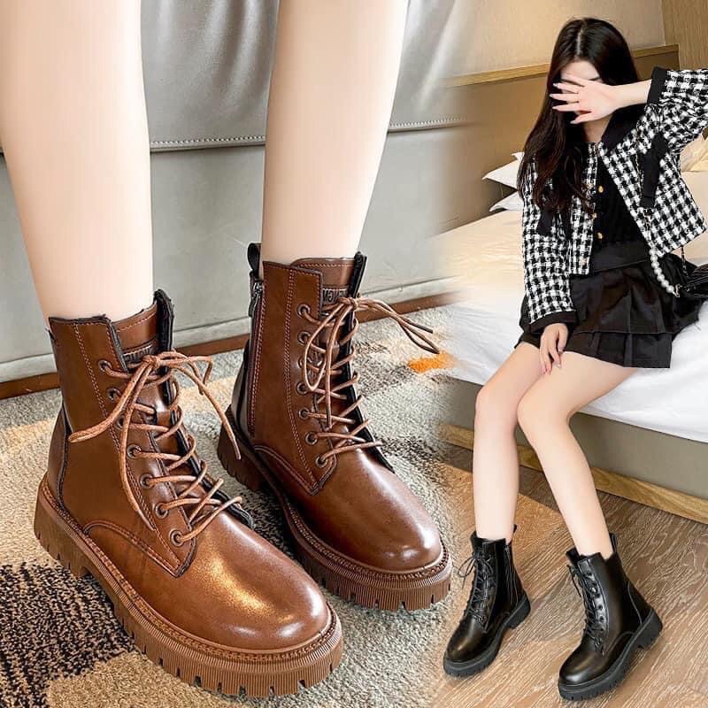 Giày Boot Cổ Cao Buộc Dây Style Ulzzang
