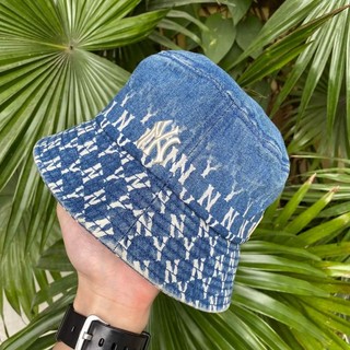 Nón Bucket M L B monogram chất vải jean Hàn Quốc cao cấp, nón thời trang màu xanh [bny00076]