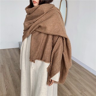 Khăn quàng cổ dệt kim cho nữ kẻ caro phong cách Hàn Quốc thời trang mềm và ấm