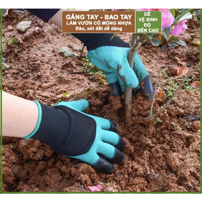 Găng tay làm vườn có móng chống nước, chống cắt bao tay đào đất - dụng cụ làm vườn cào cỏ chăm sóc cây
