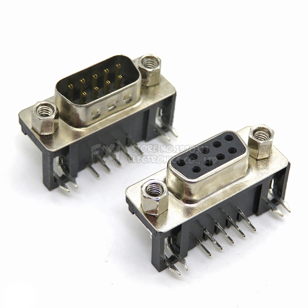 Set 5 Đầu Nối PCB DR9 DR15 DR25 9 pin RS232 90 Độ