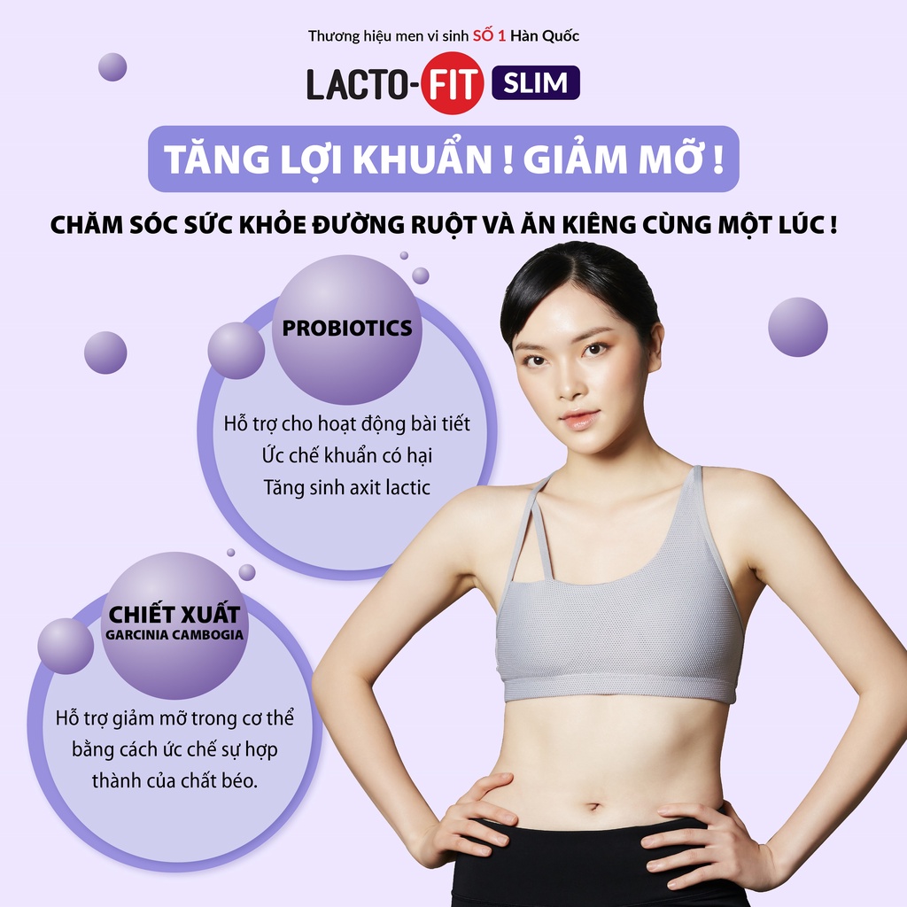 Hộp 30 Gói Men Vi Sinh Hàn Quốc LACTO-FIT SLIM Cải Thiện Đường Ruột, Hỗ Trợ Ăn Kiêng, Giảm Cân (30 gói x 2g)