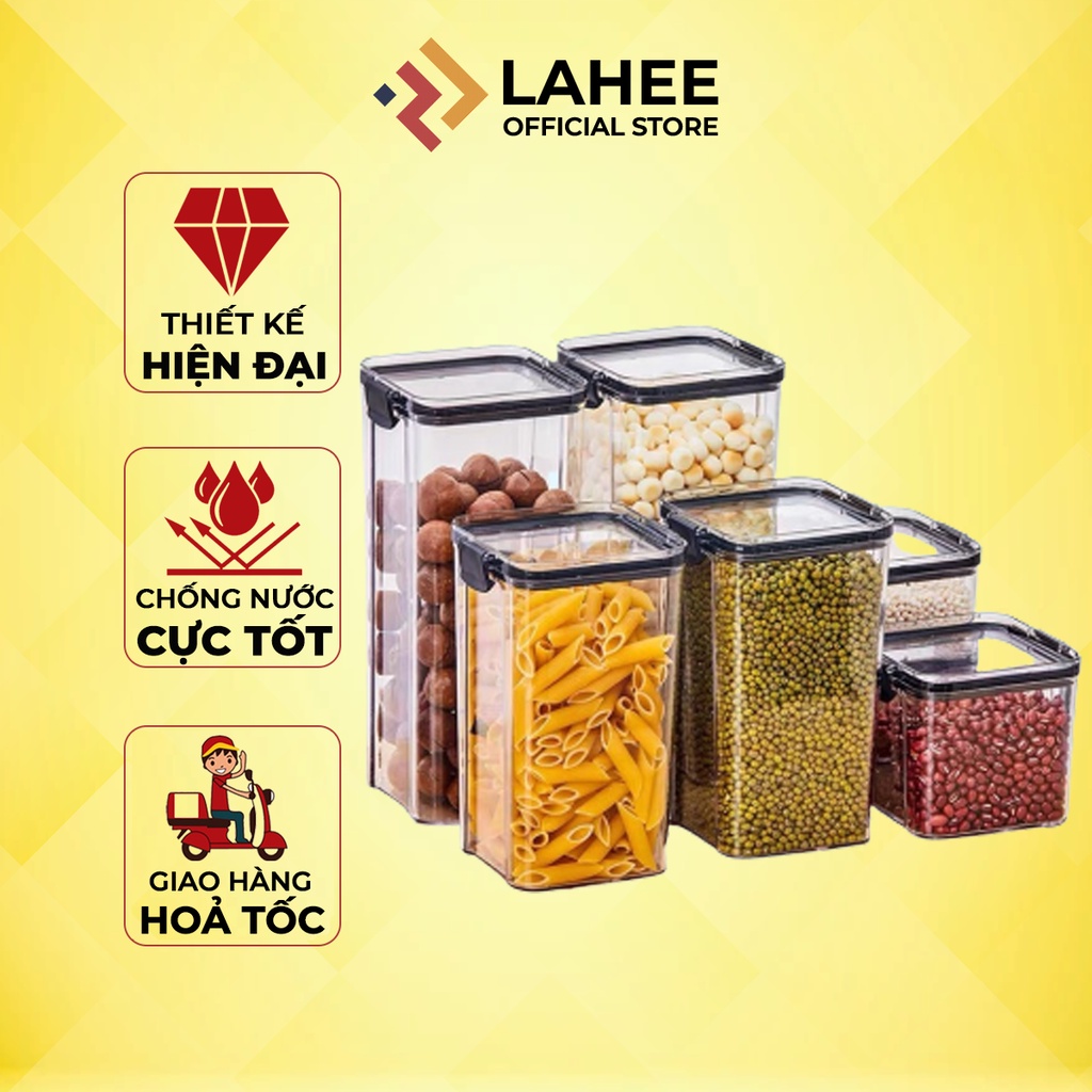 Hộp hũ nhựa đựng thực phẩm ngũ cốc, đồ khô chất liệu nhựa nắp kín chổng ẩm mốc