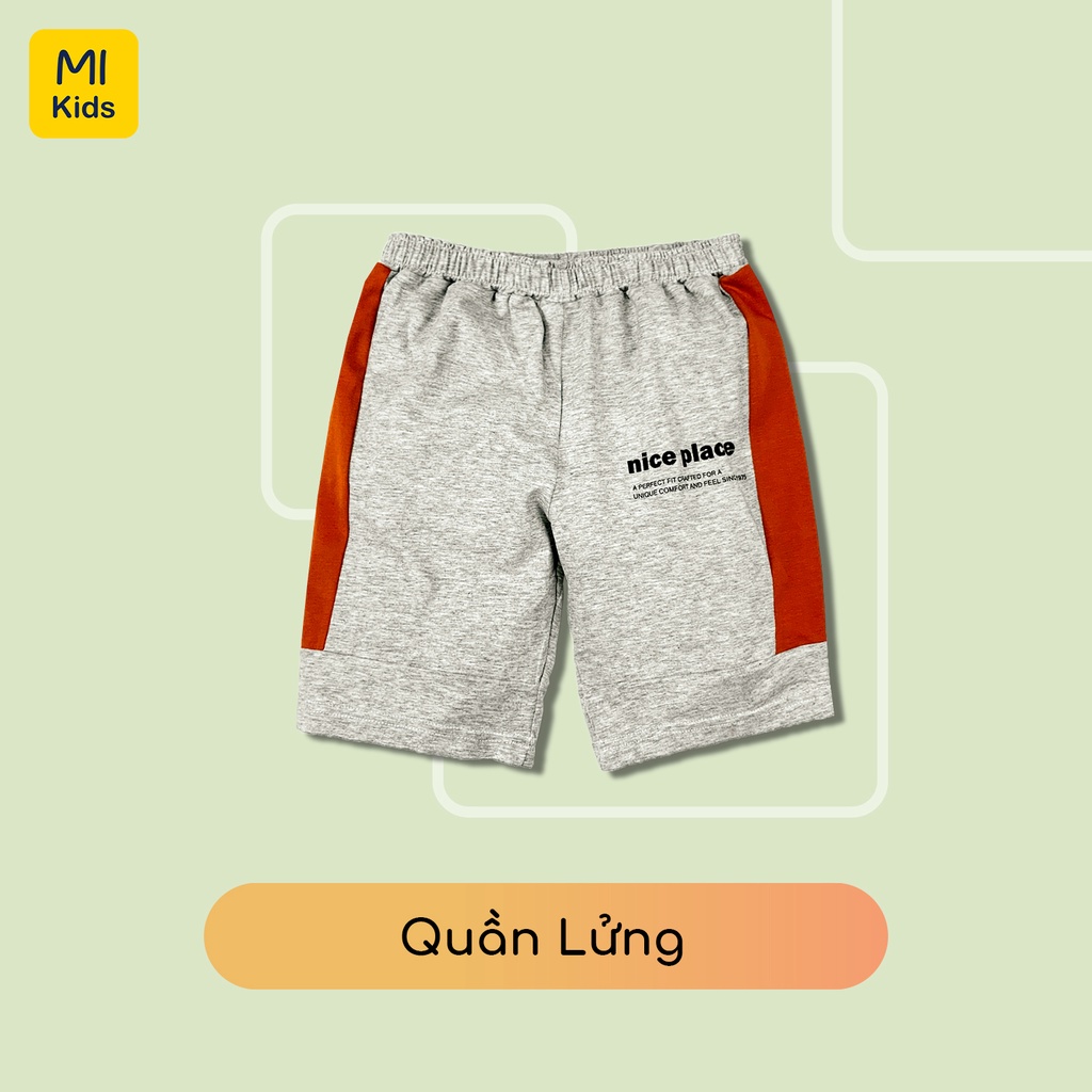 Quần short bé trai In Chữ Nice Place phong cách, Thun Cotton Mềm mịn thoáng mát Cho Bé đến 55Kg mặc nhà đi học đi chơi