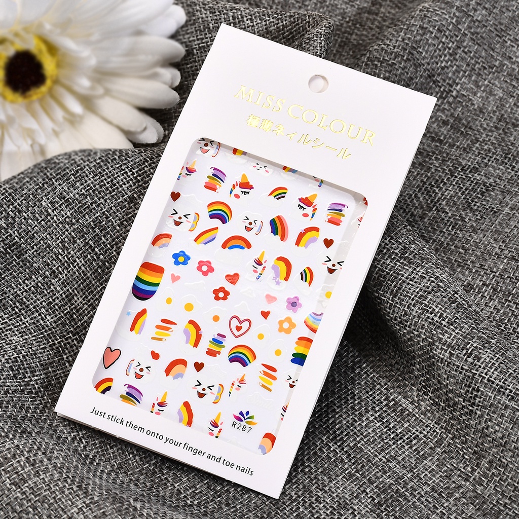 Miếng Dán Trang Trí Móng Tay Màu Cầu Vồng Xinh Xắn JP5
