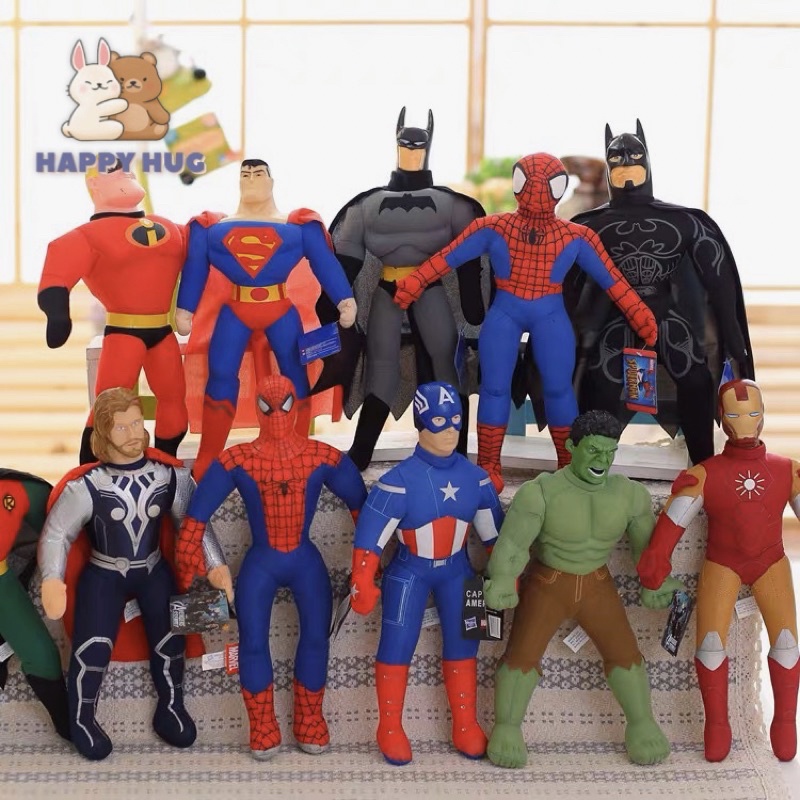 Mô hình size 45cm biệt đội siêu anh hùng The Avengers nhồi bông Spider man, Bat man, Iron man, Hulk, Captain America