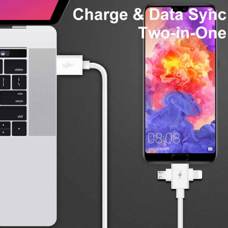 Dây Cáp Sạc Nhanh USB Loại C 3 Trong 1 Cho iPhone 12 pro max