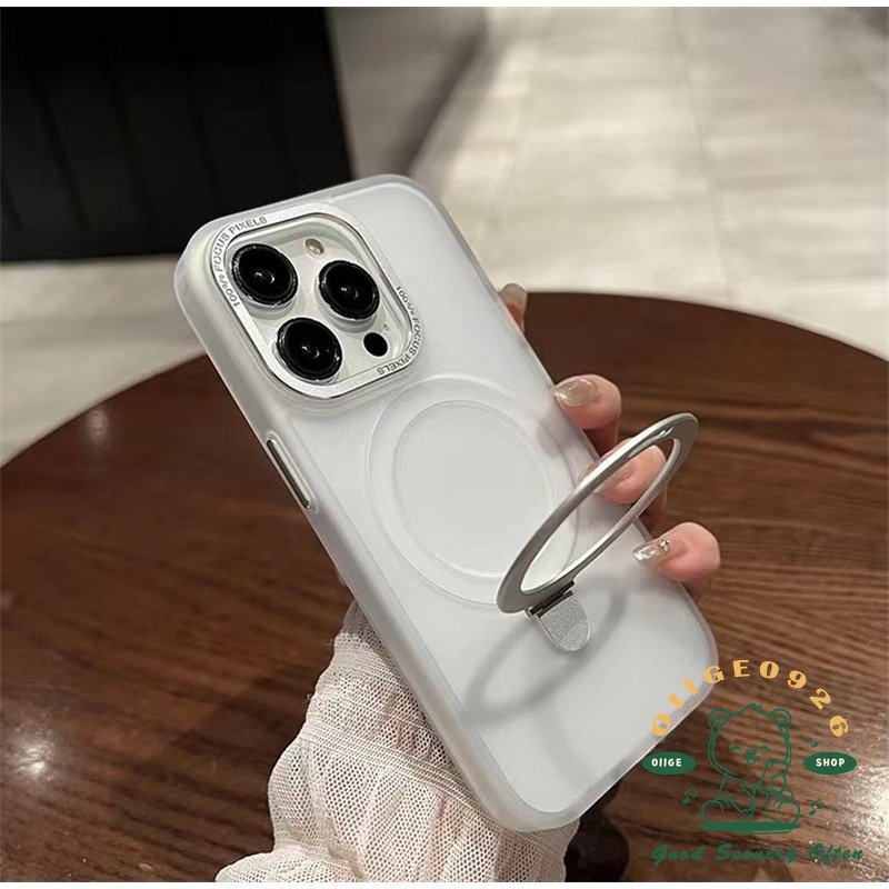 Ốp Điện Thoại Mặt Nhám Kèm Móc Xỏ Ngón Nam Châm Chống Dấu Vân Tay Cho Iphone14 13 12 Pro Max / 14 Plus