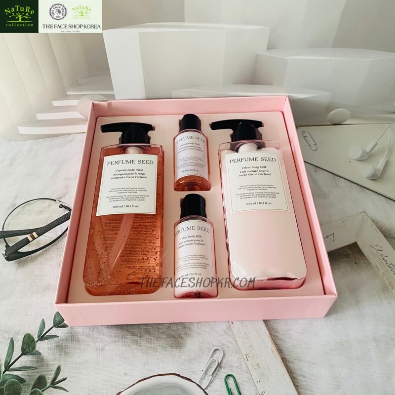 BỘ DƯỠNG THỂ + GEL TẮM HƯƠNG HOA HỒNG PERFUME SEED THEFACESHOP