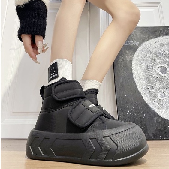 Giày Bánh Mì Cotton Đế Dày Cao Cổ Quai Dán Ngang Dễ Thương Dành Cho Nữ