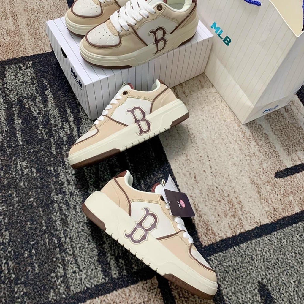 Giày Sneaker MLB NY Chunky Line Nam Nữ Mẫu Mới Đế Cao 5 Phân Màu Trắng - Giày Nam Nữ Cổ Thấp MLB NY Chunky Line Full Hộp