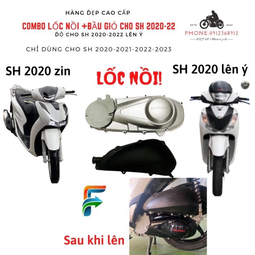 Lốc Nồi Sh ý 2010 độ cho Sh 2020, Sh 2021, Sh 2022 Lắp Như Zin Không Chế Cháo Gì (trọn bộ lốc máy và Pô e)