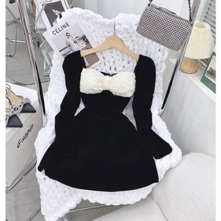 VÁY PHỐI NƠ ĐỎ ĐEN( sẵn tại shop)