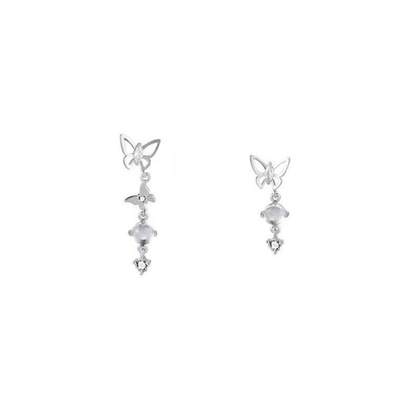 Bông Tai Hình Bướm Đính Đá Pha Lê Màu Xanh Dương Sang Trọng Thời Trang