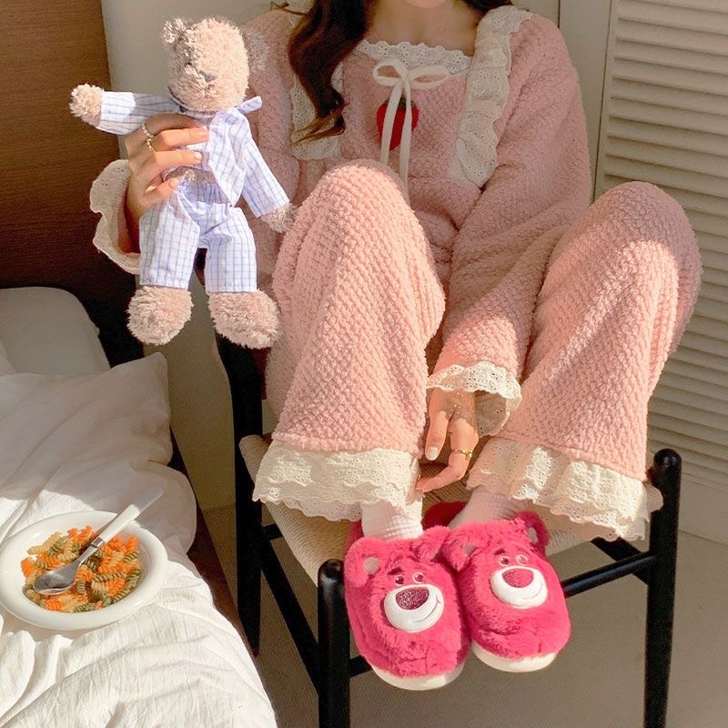 Dép lông Lotso bản màu hồng dễ thương mùa đông