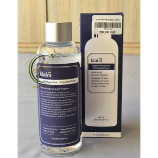 Nước Hoa Hồng Không Mùi Dear Klairs Dưỡng Ẩm Da Và Làm Mềm Da Supple Preparation Unscente
