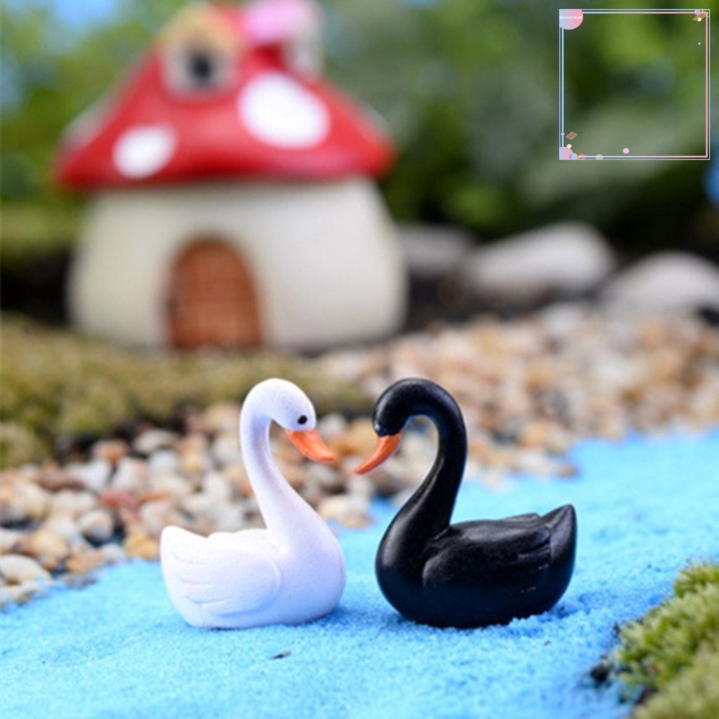 Set 2 Mô Hình Thiên Nga Mini Giả Dùng Trang Trí Tiểu Cảnh DIY dv3 2 Món