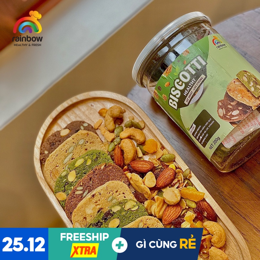 Bánh Biscotti RAINBOW - Chuẩn Vị Ý Thơm Ngon, Giòn Rụm, Bổ Dung Dinh Duỡng Và Năng Lượng Tức Thì