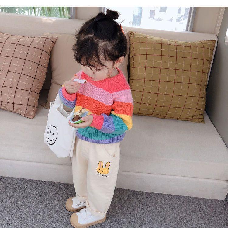 Áo Sweater Màu Cầu Vồng Dễ Thương Thời Trang Cho Bé Gái