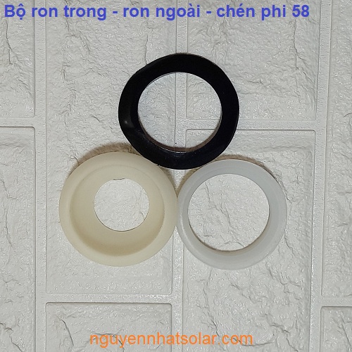 Combo 5 bộ ron gioăng trong + 5 ron gioăng ngoài + 5 chén đỡ ống phi 58 dùng cho máy nước nóng năng lượng mặt trời