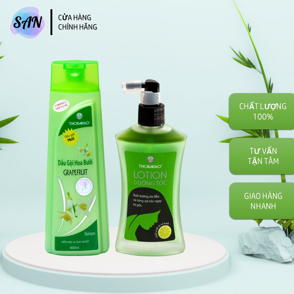 Bộ Dầu Gội Hoa Bưởi 400ml + Lotion Dưỡng Tóc 120ml Thorakao