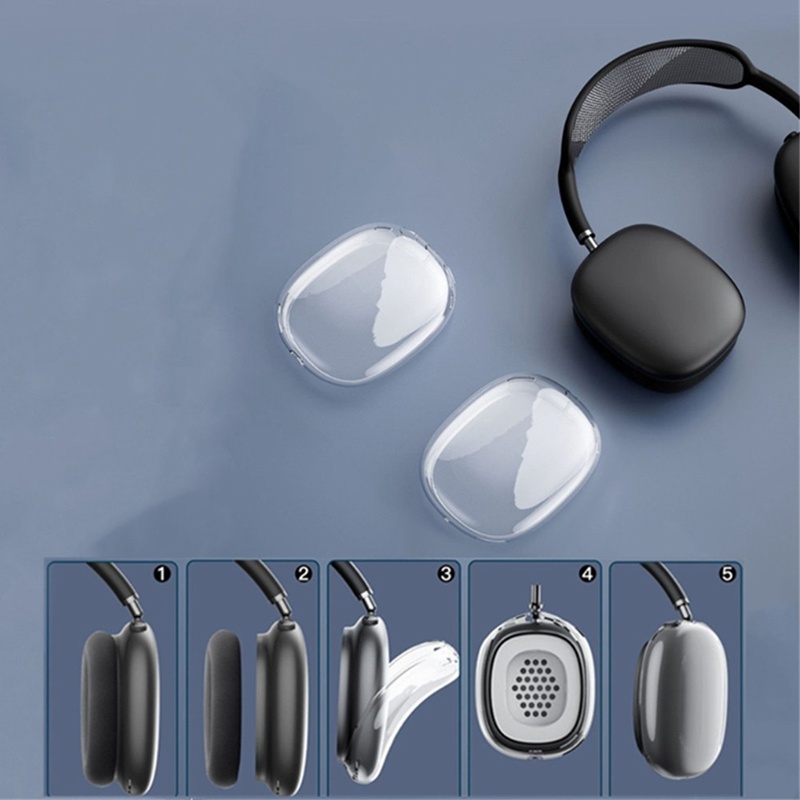 Bộ 2 Vỏ Bảo Vệ Hộp Sạc Tai Nghe AirPods Max Bằng TPU Mềm Trong Suốt Chống Sốc Chống Trầy Xước