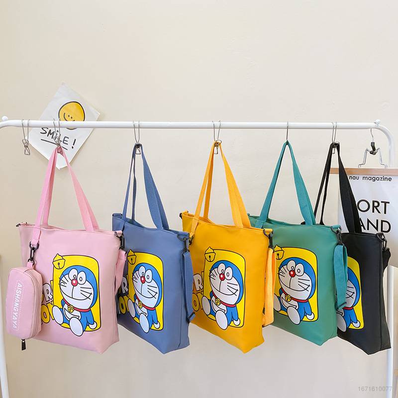 Túi Xách Vải Canvas Cỡ Lớn In Hình Doraemon GN2