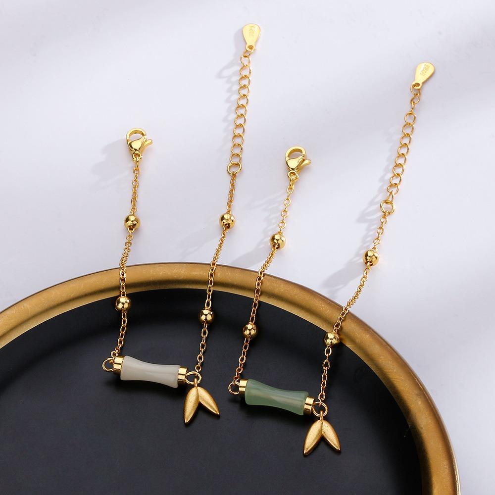 Vòng Tay Dây Xích Mặt Lá Tre Thời Trang Unisex