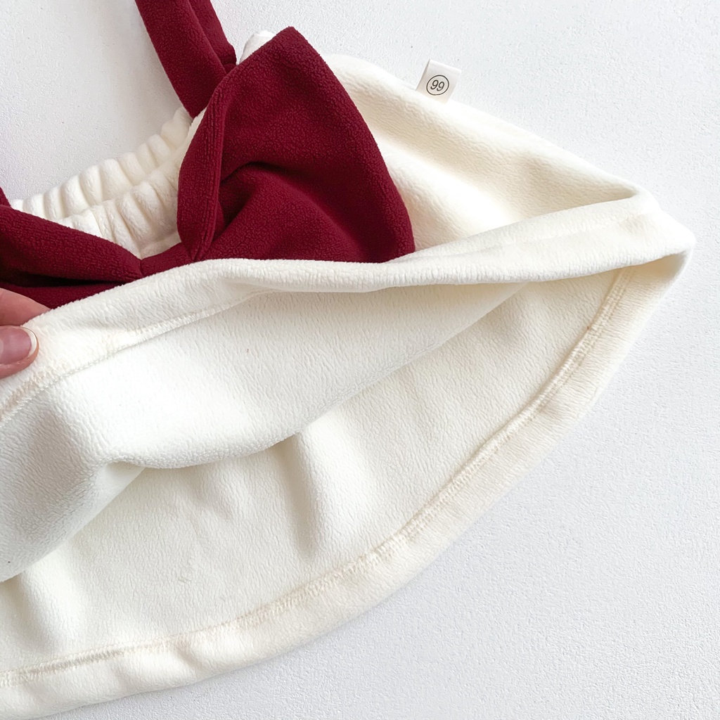 Đầm Búp Bê Vải Lông Cừu Dày Đính Nơ Thời Trang Thu Đông Cho Bé Gái