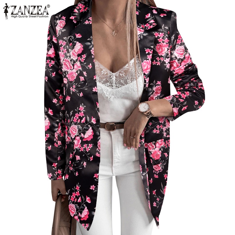 Áo khoác blazer ZANZEA dài tay in hoa thời trang dành cho nữ