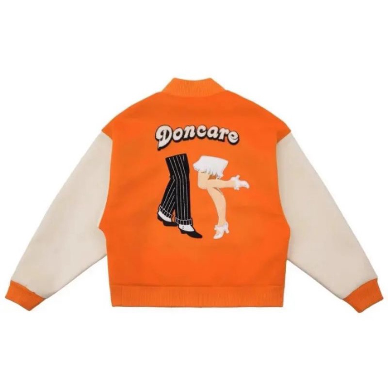 Áo bomber - Jacket Varsity phối tay da Doncare chất dạ cúc bấm Nam nữ