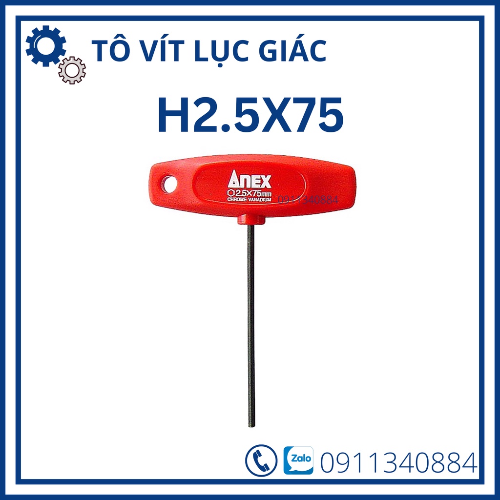 Tô vít lục giác tay cầm chữ T H2.5x75 Anex Nhật Bản - lục giác chữ T - lục giác nhật bản - bộ lục giác đa năng