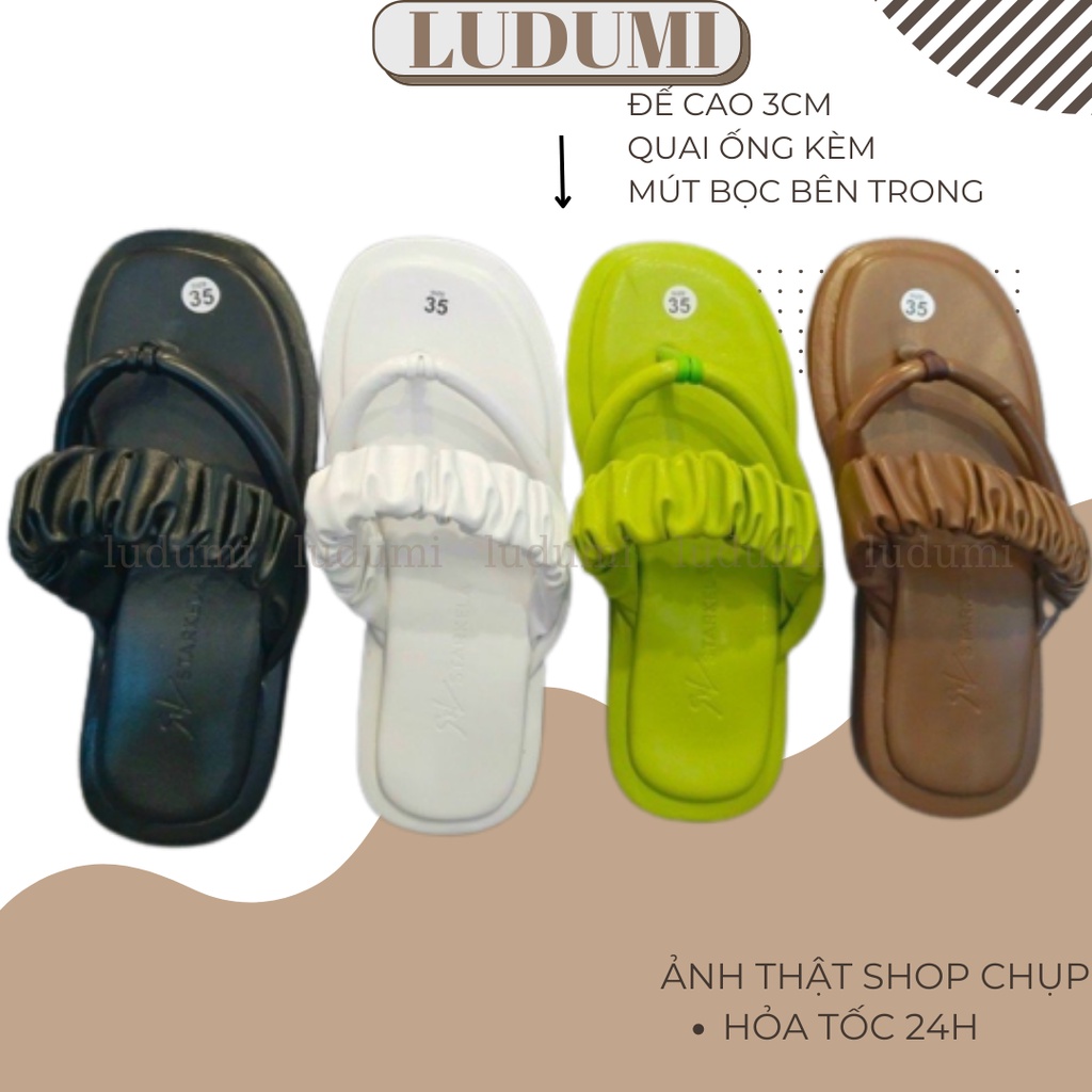 DÉP XUỒNG NỮ LUDUMI SHOES - DÉP KẸP XỎ NGÓN NHÚN PHỒNG ĐẾ BẰNG -3 PHÂN THỜI TRANG
