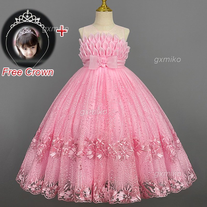 Đầm Công Chúa Dáng Dài Kèm Băng Đô Xinh Xắn Cho Bé Gái 7 Tuổi 3 4 5 6 7 8 9 10 11 12 Tuổi