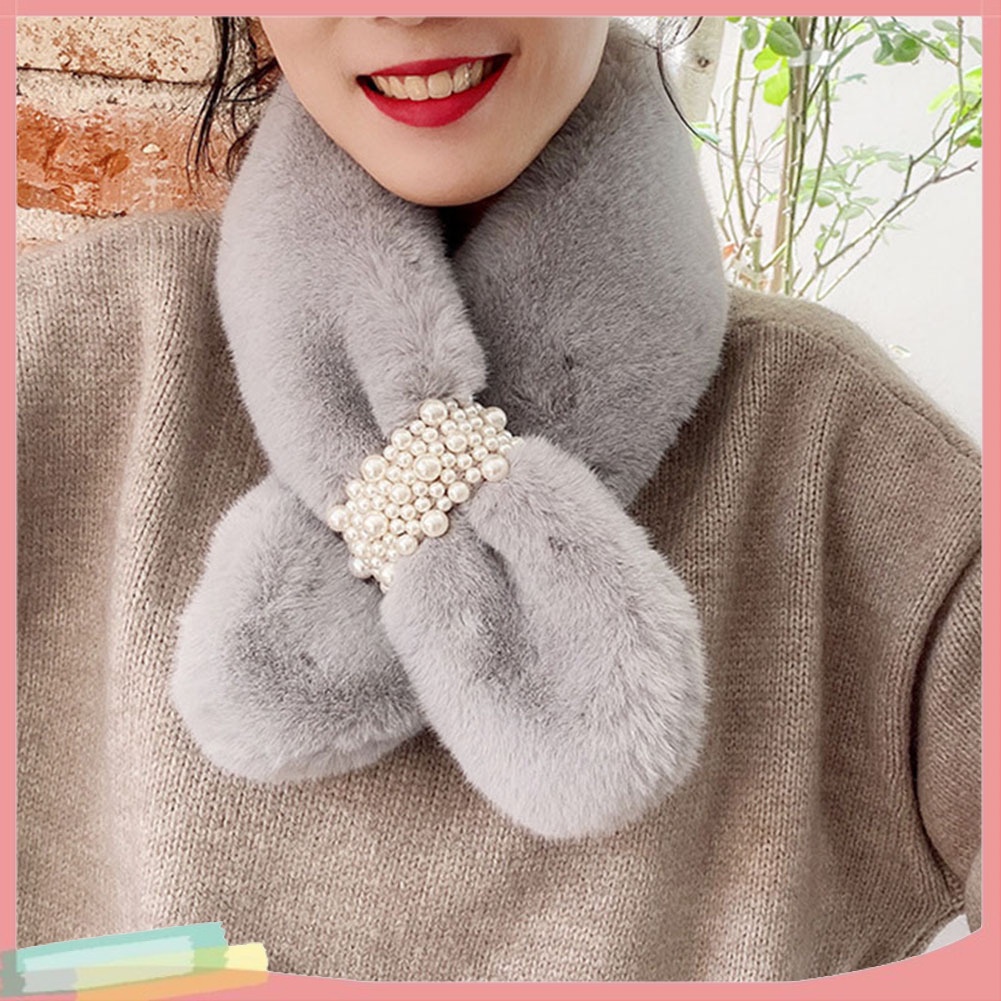 Khăn choàng cổ lông thỏ nhân tạo giữ ấm cho nữ kiểu dáng thời trang