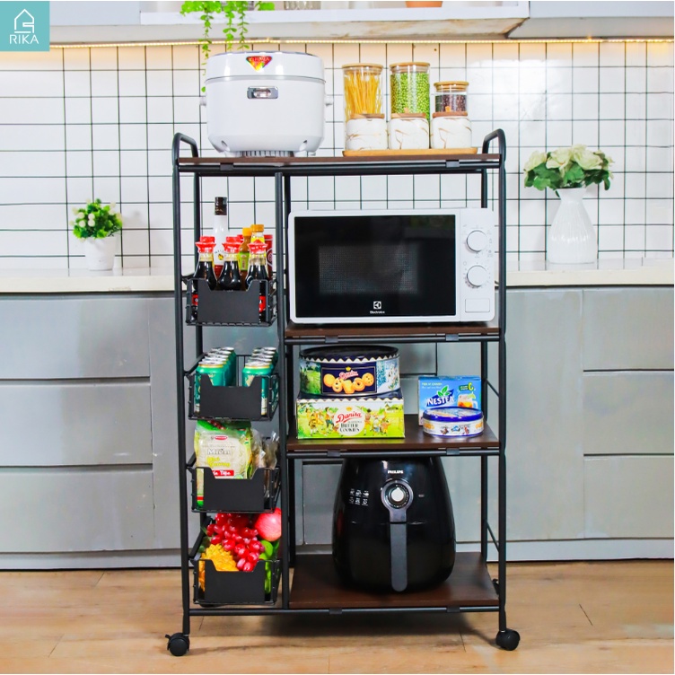 Kệ Lò Vi Sóng Thép Carbon Rika KDN02, Giá để đồ đa năng chất thép carbon