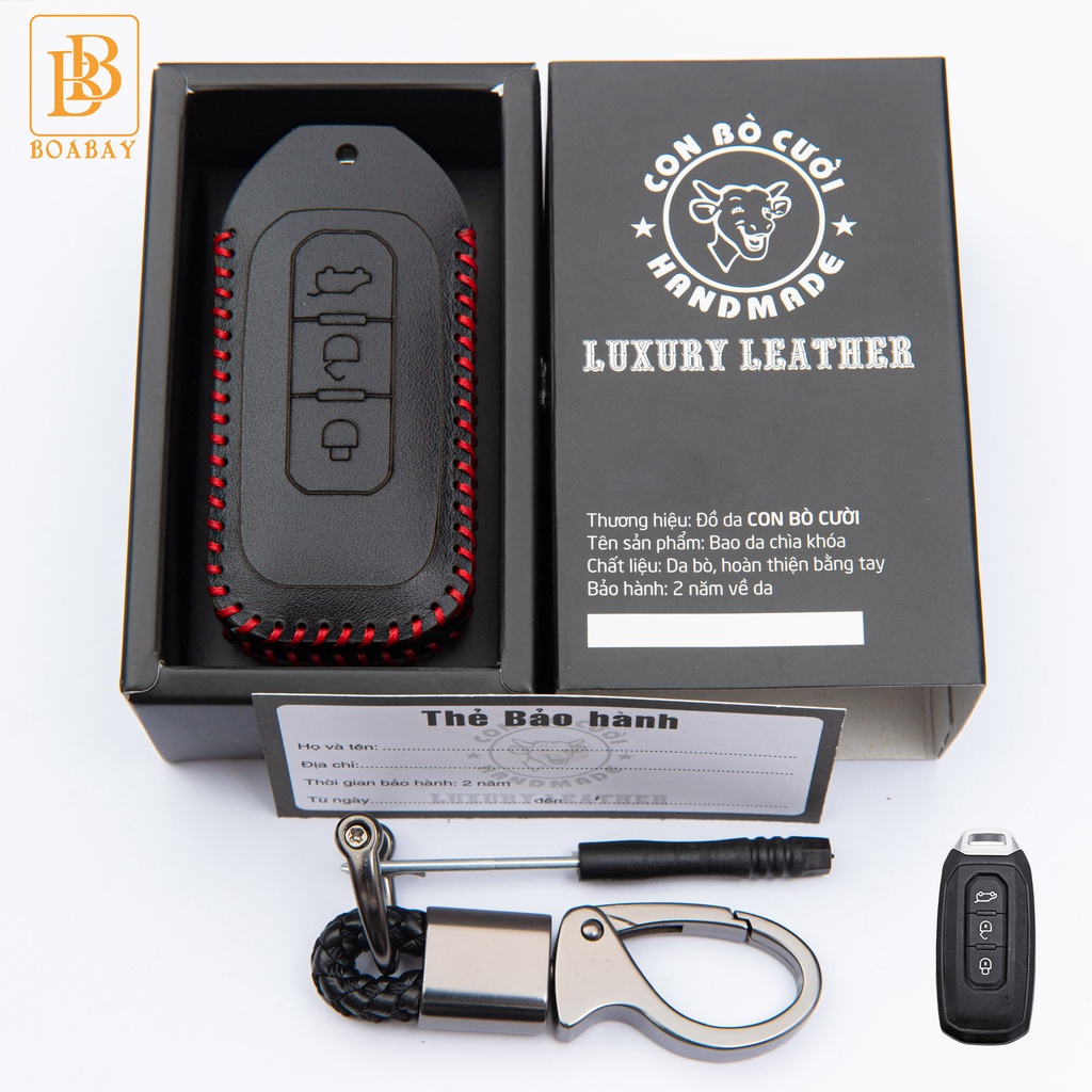 Bao da chìa khoá Ford Territory 2022-2023, da bò nguyên tấm, Bảo hành 2 năm, Khắc tên sđt chủ xe