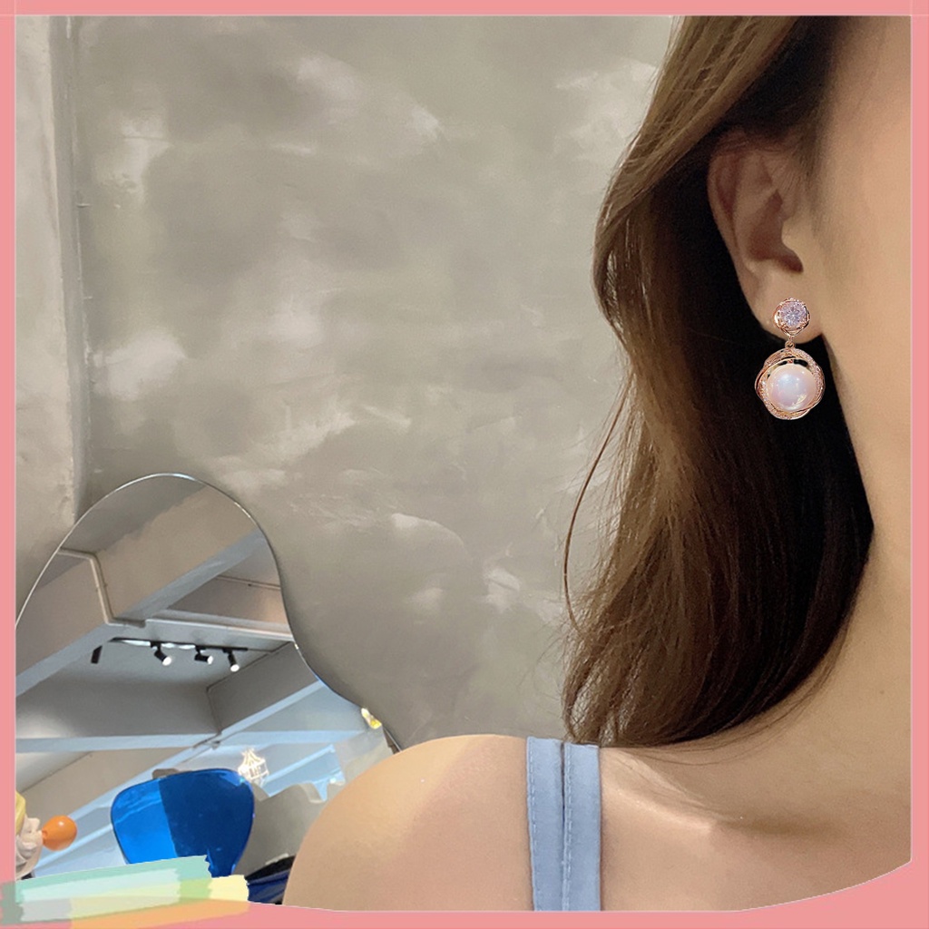 Đôi Khuyên Tai ĐíNh Kim Cương NgọC Trai Giả ThờI Trang Cho Nữ