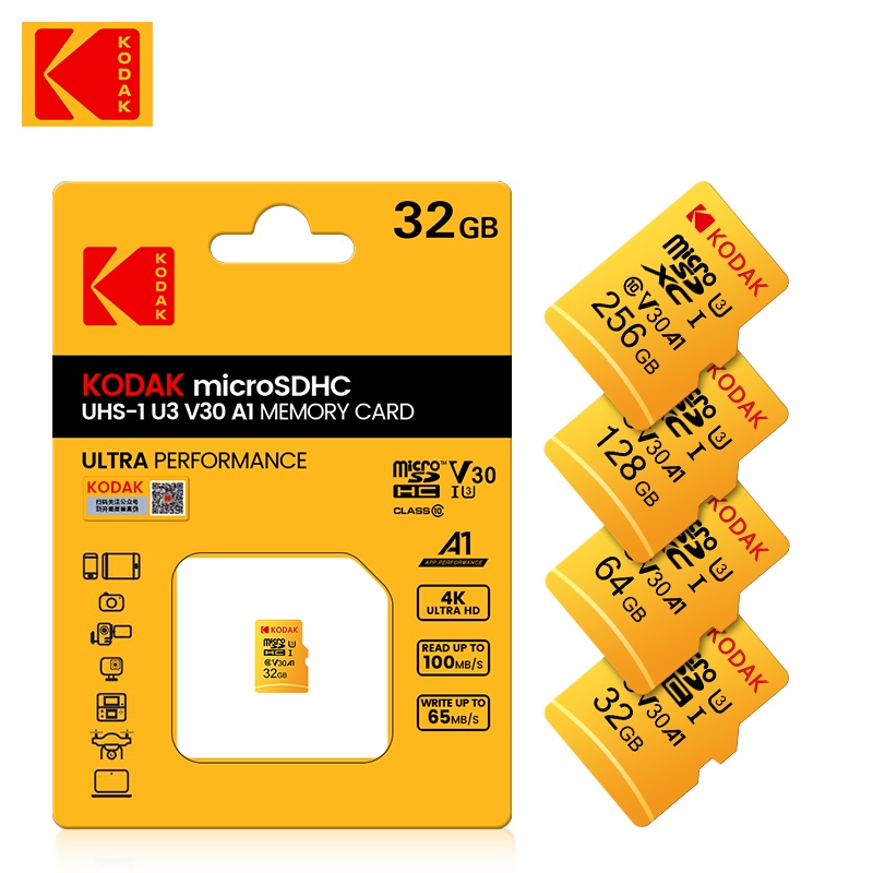 Thẻ Nhớ Micro SD Kodak U3 A1 V30 128GB 32GB 64GB 256GB 512GB Class 10 32 64 128 256 GB