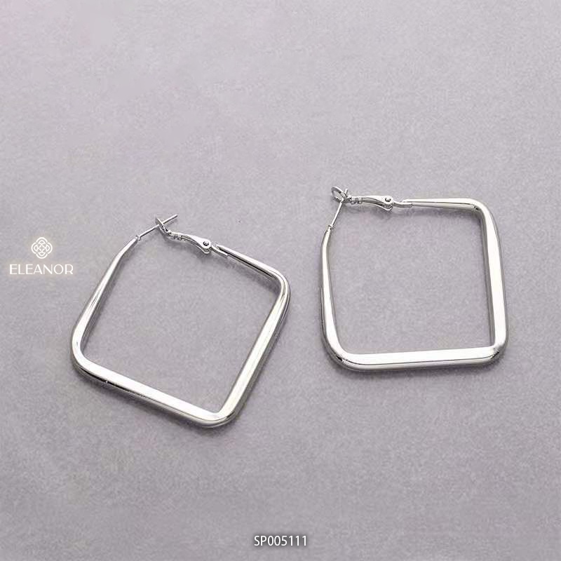 Bông tai nữ chuôi bạc 925 Eleanor Accessories thiết kế hình thoi viền trơn basic phụ kiện trang sức 5111