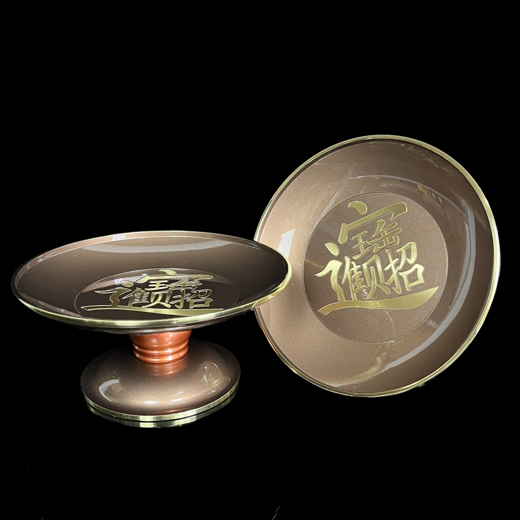 Bộ Lư Bình Dĩa , đèn dầu , bình 12 , lư 7 bằng Đồng Phối Đỏ họa tiết sang trọng - phật giáo tuệ quang