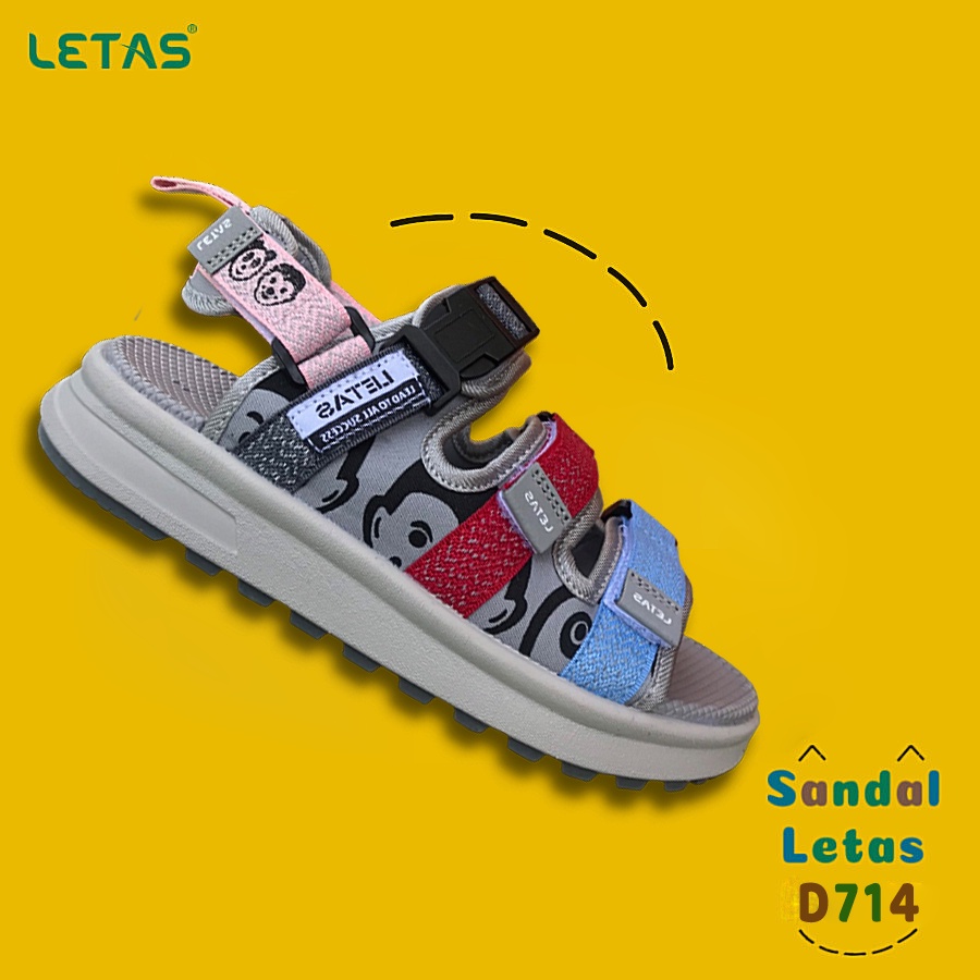Sandal Nữ Letas D714 Xanh Đỏ Tro Phản Quang