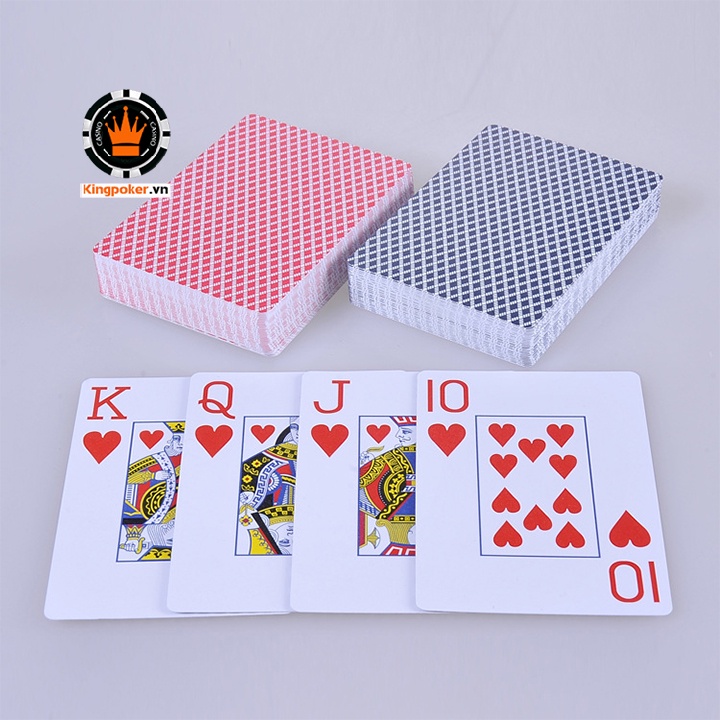 Bộ bài poker nhựa chữ số lớn lưng caro chuẩn casino