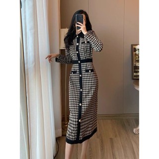 Đầm midi dáng ôm eo vừa phong cách pháp cổ điển thời trang sang trọng