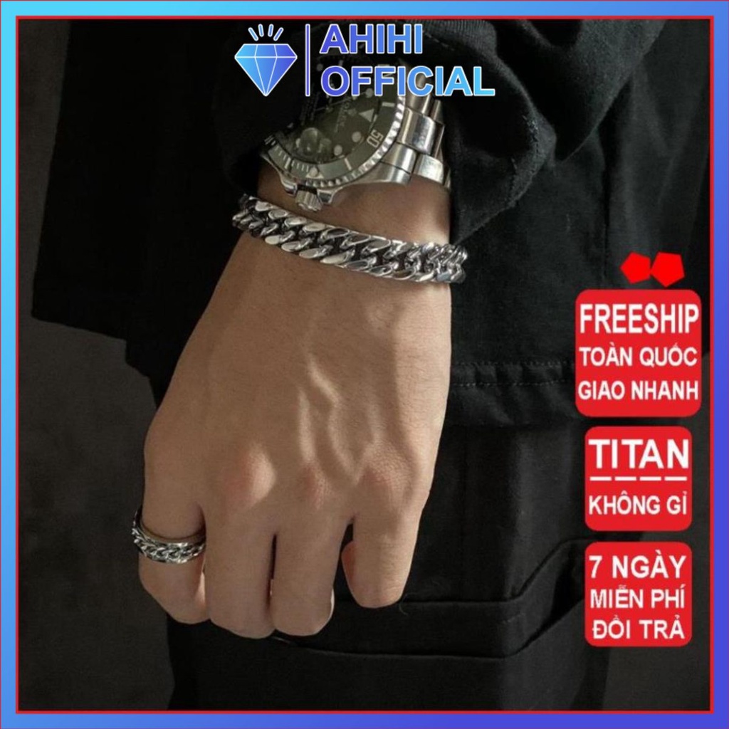 Vòng Tay Nam Và Nhẫn Cuban TIN Chain Kuu Clothes Ngầu Dạng Chuỗi - Lắc Tay Cuff Mắt Xích Đẹp Thép Titan - TIN Chain PTC