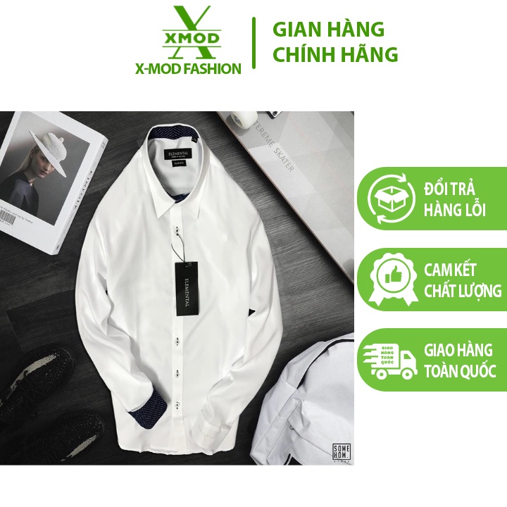 SB216 - Sơ Mi Công Sở Nam Tay Dài Phối Chấm Bi Vải Kate Lụa Mềm, Mịn, Ít Nhăn, Mặt Mát, Thấm Hút Mồ Hôi